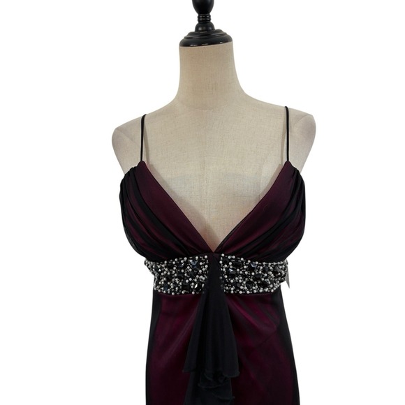 NWT Y2K Sequin Hearts  Gown Sheer Black Pink Beaded dress Whimsigoth Fairy Vamp - Picture 2 of 13